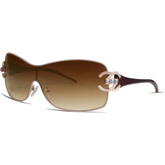 Wrap Around Y2K Sunglasses Oversized Framelss Fashion UV400 Protection main image 4